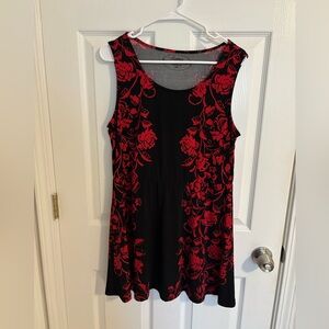 Soma Black and Red Floral Tunic Sleeveless Top - Large